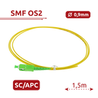 SAFIRE SF-SC-APC-OS2-0015M-D20-Y - Pigtail de fibra óptica simplex - Fibra monomodo G657A2 de alto rendimiento - Conector SC con pulido APC - Grosor de cable estándar de 2.0 mm - Longitud exacta de 1.5 metros - Cubierta exterior LSZH color amarillo - imagen 2