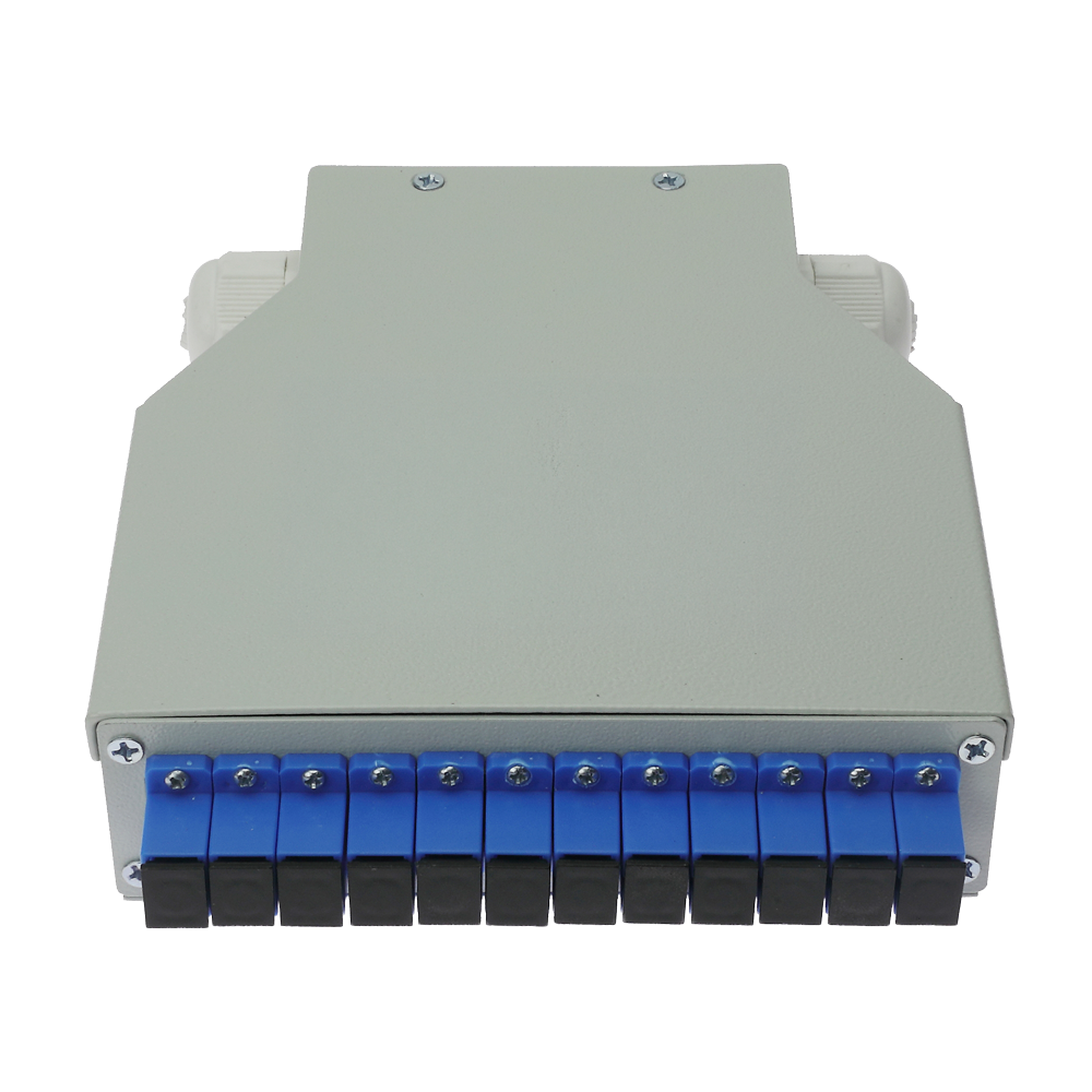 MARCA BLANCA FIBERBOX-DIN-12-SC-UPC - Caja de distribución de fibra para carril DIN - Incluye 12 adaptadores SC simplex preinstalados - Pulido UPC para baja pérdida de señal óptica - Bandeja de empalme interna integrada - Se suministra vacía, sin pigtails - imagen 2