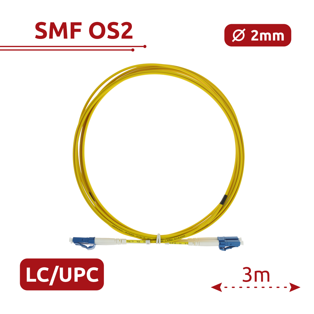 SAFIRE SF-LC-UPC-LC-UPC-SM-DX-3M - Cable de conexión de fibra óptica - Fibra monomodo G657A2 de alto rendimiento - Conectores LC UPC en formato dúplex - Longitud exacta de 3 metros - Cubierta exterior LSZH segura - Compatibilidad de uso genérica - imagen 2