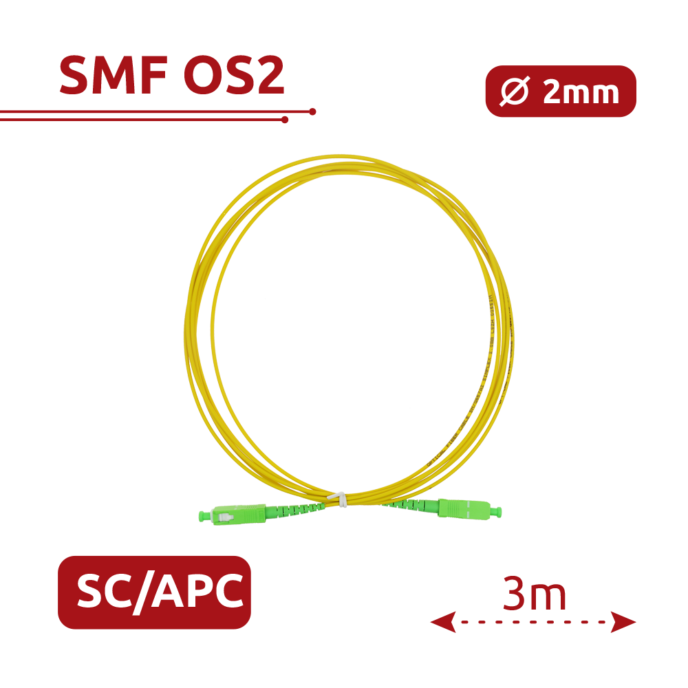 SAFIRE SF-SC-APC-SC-APC-SM-SX-3M - Cable de conexión de fibra óptica - Fibra monomodo G657A2 de alto rendimiento - Conectores SC APC en formato simplex - Longitud exacta de 3 metros - Cubierta exterior LSZH segura - Compatibilidad de uso genérica - imagen 2