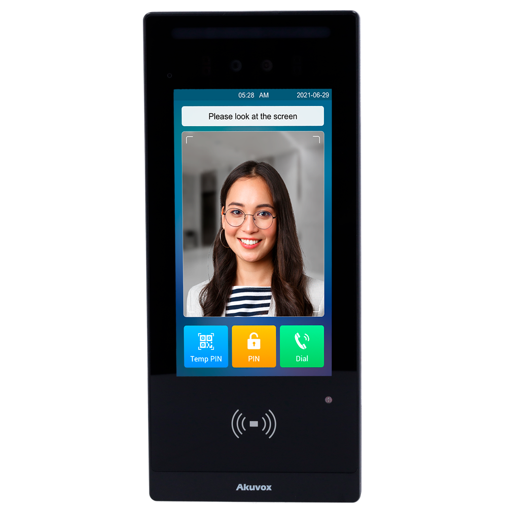 AKUVOX AK-E18C - Videoportero IP con control de acceso - Cámara 2 Mpx | Audio y vídeo bidireccional - Facial, tarjeta, NFC, BLE, QR y PIN | 2 relés - 20.000 usuarios | PoE, SIP estándar - Pantalla IPS 7" táctil | Mantenimiento Cloud - Conexión de mon - imagen 2