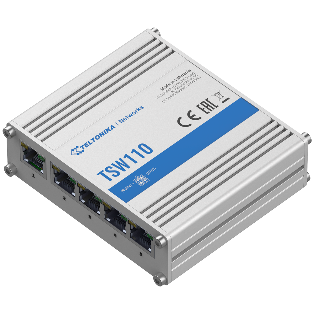 TELTONIKA TK-TSW110 - Teltonika Switch No gestionable Industrial - 5 puertos Ethernet RJ45 Gigabit - Rugerizado Carcasa Aluminio - Plug and Play - Alimentación DC 9 a 30V - Led de Estado - imagen 2