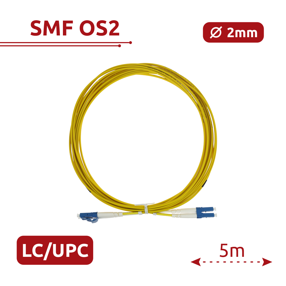 SAFIRE SF-LC-UPC-LC-UPC-SM-DX-5M - Cable de conexión de fibra óptica - Fibra monomodo G657A2 de alto rendimiento - Conectores LC UPC en formato dúplex - Longitud exacta de 5 metros - Cubierta exterior LSZH segura - Compatibilidad de uso genérica - imagen 2
