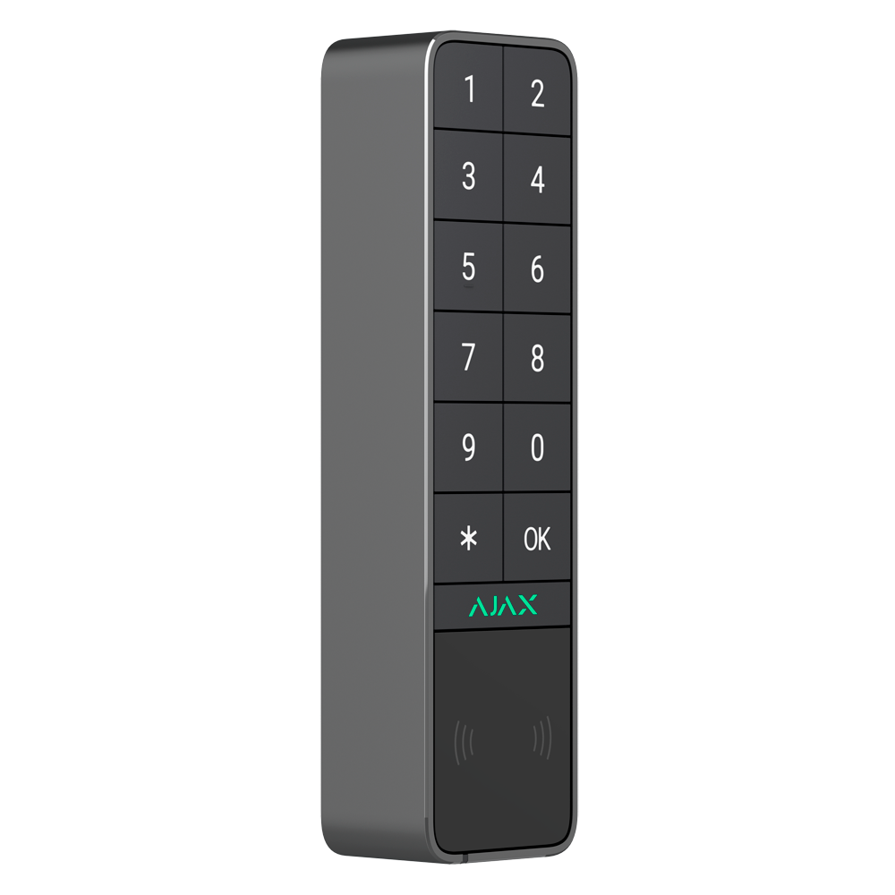 AJAX AJ-KEYPADOUTDOOR-GRA - Teclado para exterior IP66/IK08 con lector RFID - Armado/desarmado total o por grupos - Autenticación: códigos, lector RFID o Bluetooth - Indicación sonora y LED - Control de los escenarios de automatización - Certificado grado - imagen 2