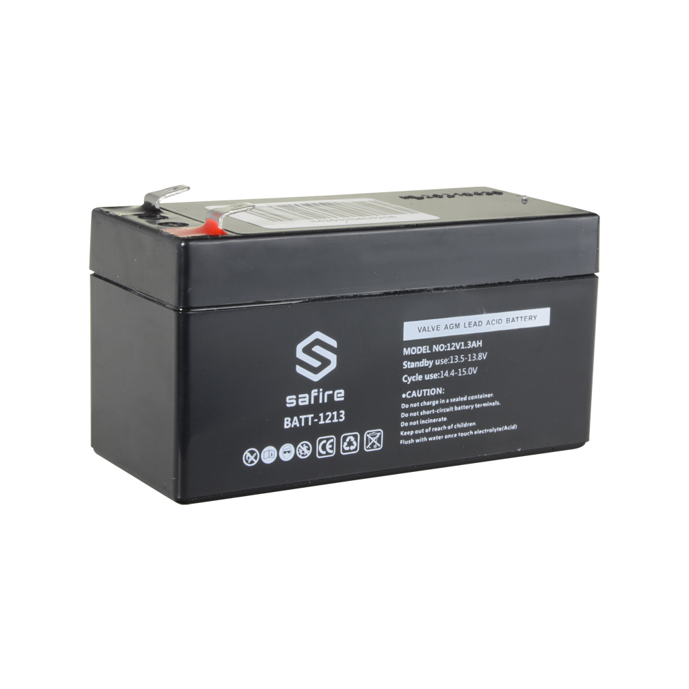 SAFIRE BATT-1213 - Batería recargable - Tecnología plomo ácido AGM - Voltaje 12 V - Capacidad 1.3 Ah - 58 x 97 x 65 mm / 540 g - Para respaldo o uso directo - imagen 2