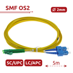 SAFIRE SF-LC-APC-SC-UPC-SM-DX-5M - Cable de conexión de fibra óptica dúplex - Fibra monomodo G657A2 de alto rendimiento - Conectores híbridos LC APC y SC UPC - Longitud exacta de 5 metros - Cubierta exterior LSZH color amarillo - Compatibilidad de uso gen - imagen 2