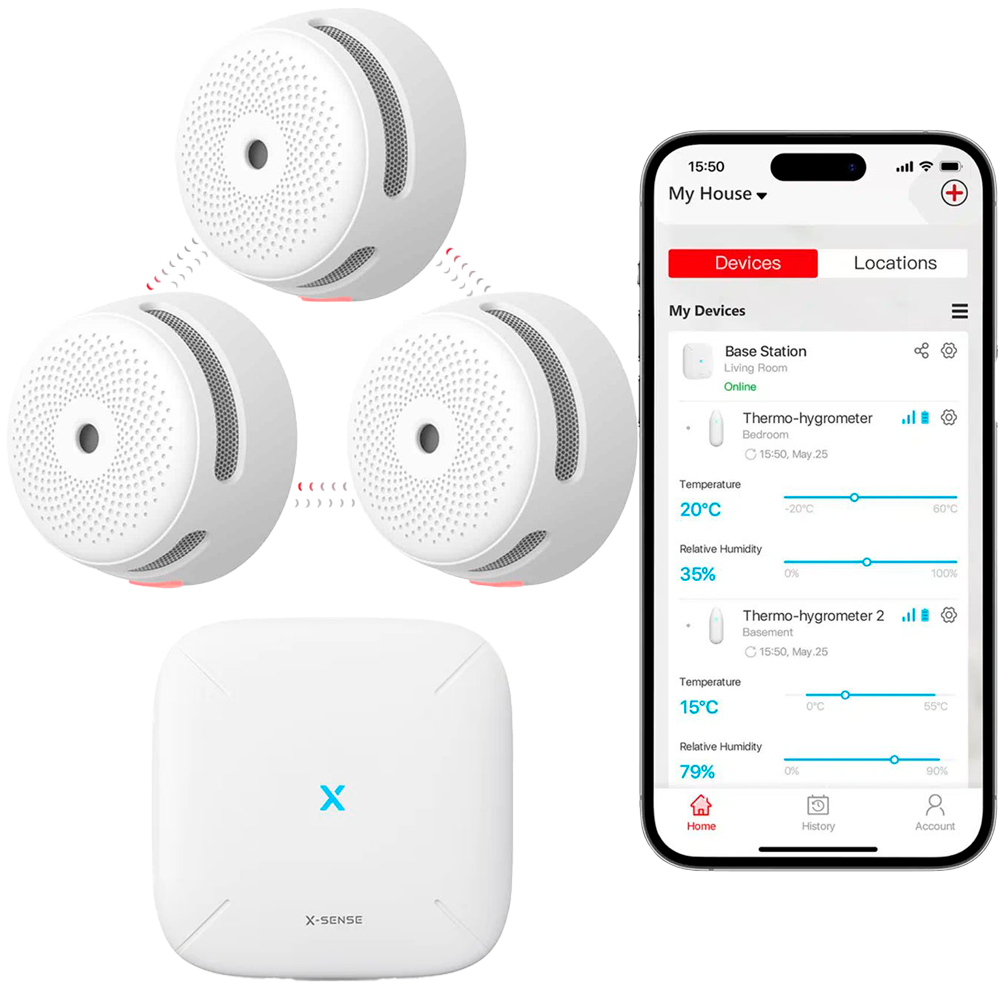 X-SENSE XS01-M - Mini detector de humo autónomo X-Sense - Conexión con HUB SBS50 para comunicación por APP - Permite conectar 50 detectores en la misma red - Duración de la batería 5 años (reemplazable) - Alarma sonora 85 dB a 3m - Certificado EN 14604 - imagen 2