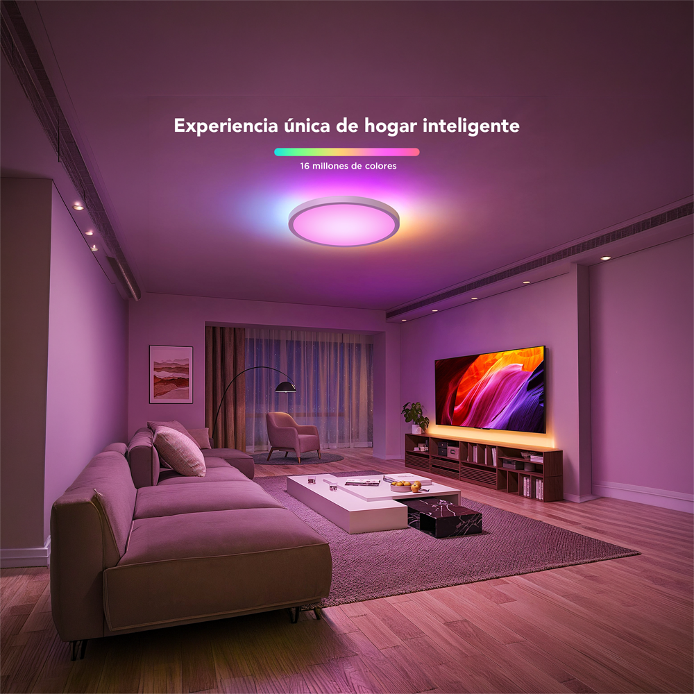 GOVEE GV-CEILING-H80A1-12IN-ROUND - Plafón Govee redondo doble LED - Wi-Fi 2.4 GHz + Bluetooth - Color segmentado + Blanco cálido/frío - Intensidad 2400 lúmenes - Matter / Homekit / Alexa / Google Home - Para interior / 30 cm diámetro - imagen 2
