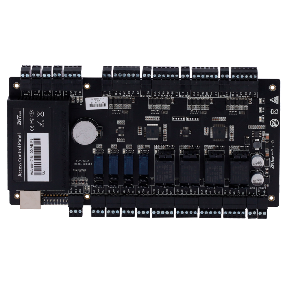 ZKTECO ZK-C3-400PRO - Controladora de acceso - Tarjeta, QR o PIN - Comunicación TCP/IP - 4 lectores por Wiegand - Salida de relé para 4 puertas - Software Accesos: ZKBioCV - imagen 2