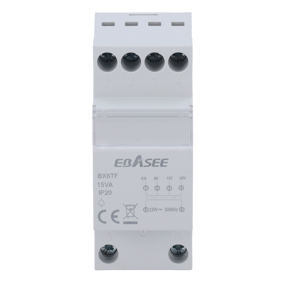 MARCA BLANCA AC-DOORBELL-DIN-15VA - Transformador AC/AC - Entrada AC 230 V - Salida AC 8 / 12 / 24 V - Potencia 15 VA - Para carril DIN - Diseñado para doorbells - imagen 2