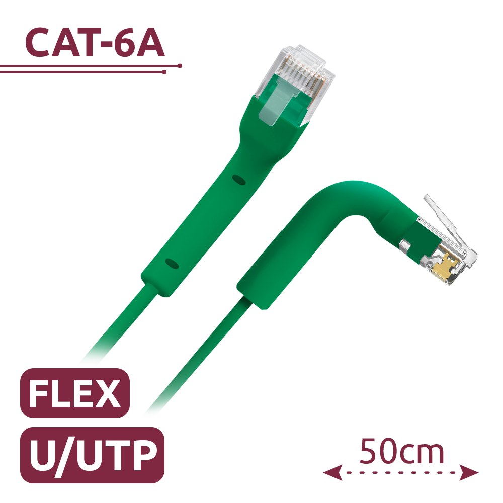 SAFIRE UTP6A-FLEX-05G - Cable UTP flexible - Ethernet - Conectores RJ45 - Categoría 6A - 0,5 m - Color verde - imagen 2