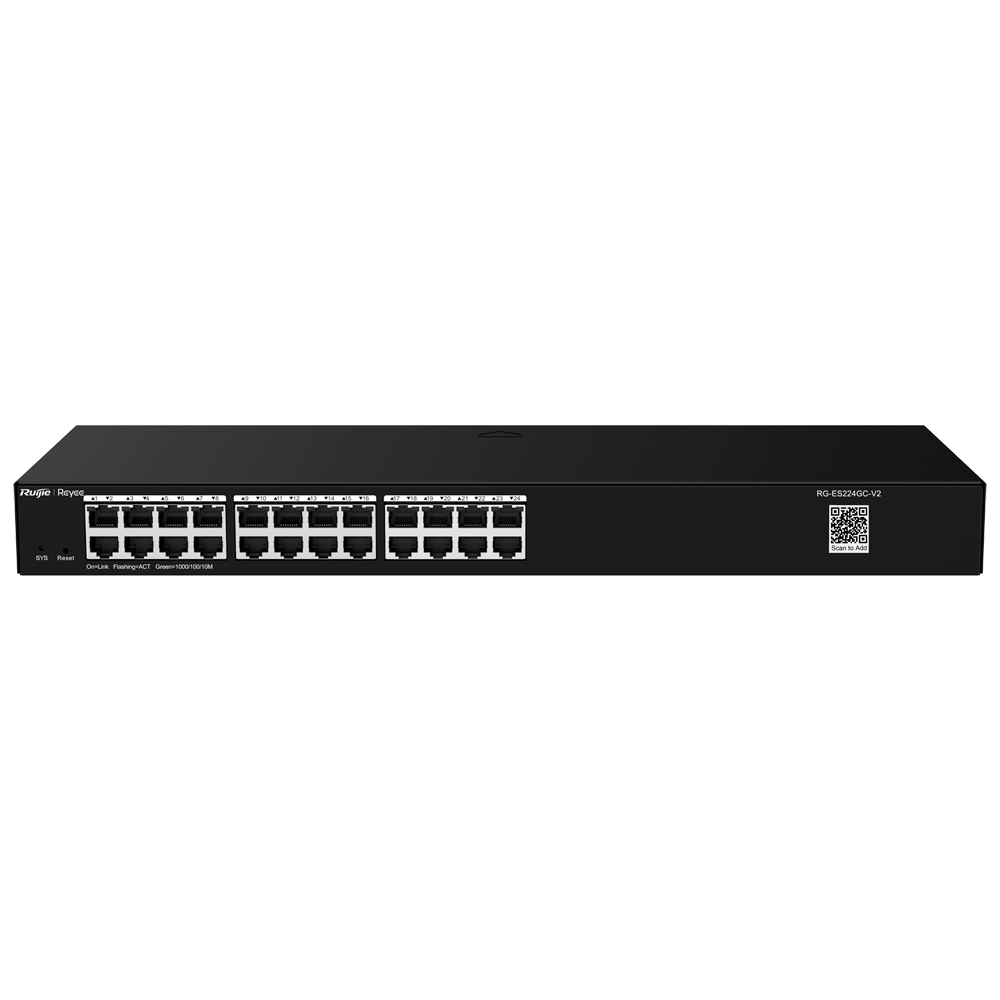 REYEE RG-ES224GC-V2 - Ruijie Reyee Cloud Managed L2 Switch - 24 Puertos Gigabit Ethernet RJ45 de alta velocidad - Reconocimiento inteligente de cámaras IP (CCTV) - Prevención automática de bucles (Loop Prevention) - Gestión en la nube Ruijie Cloud de por - imagen 2