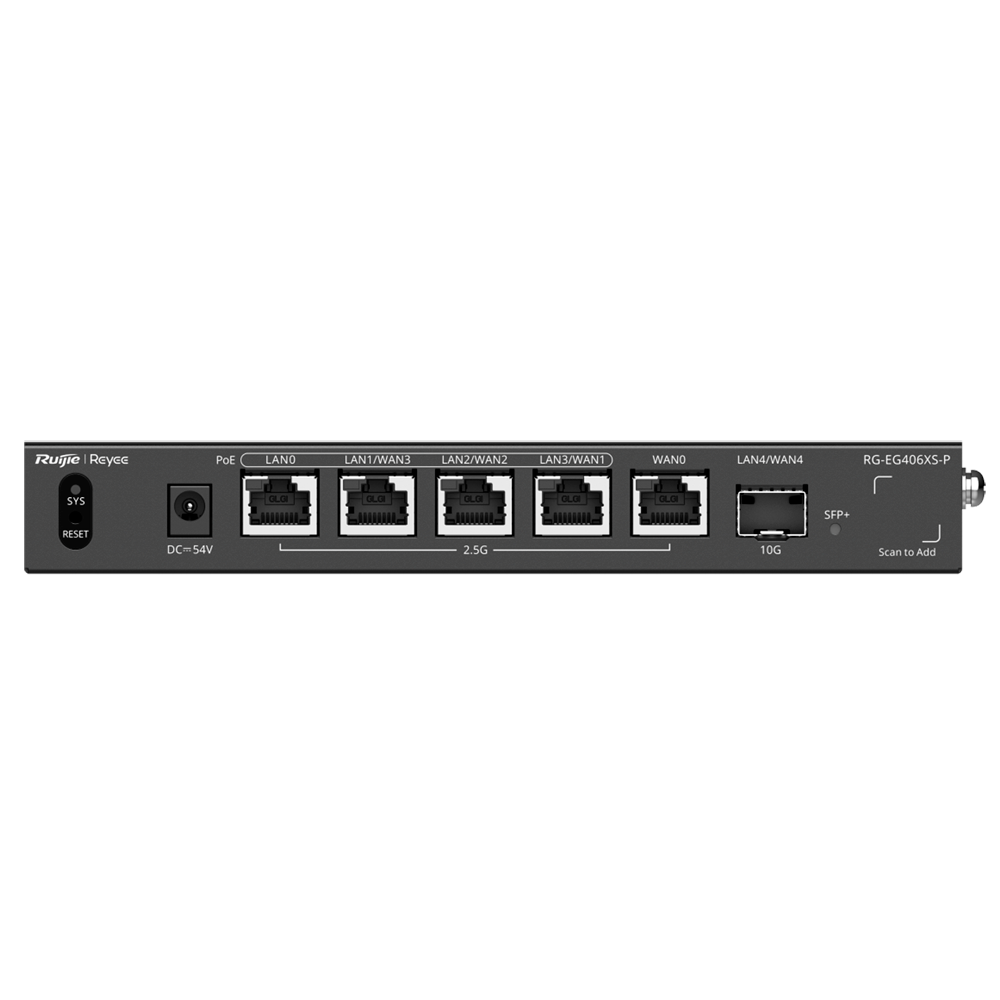 REYEE RG-EG406XS-P - Reyee Router Cloud - 5 Puertos RJ45 2.5G (4 PoE+) + 1 SFP+ 10Gigabit - Funciones básicas de Firewall - Admite hasta 5 WAN para failover o balanceo - Hasta 2500 Mbps de ancho de banda - Hasta 400 usuarios recomendados - imagen 2