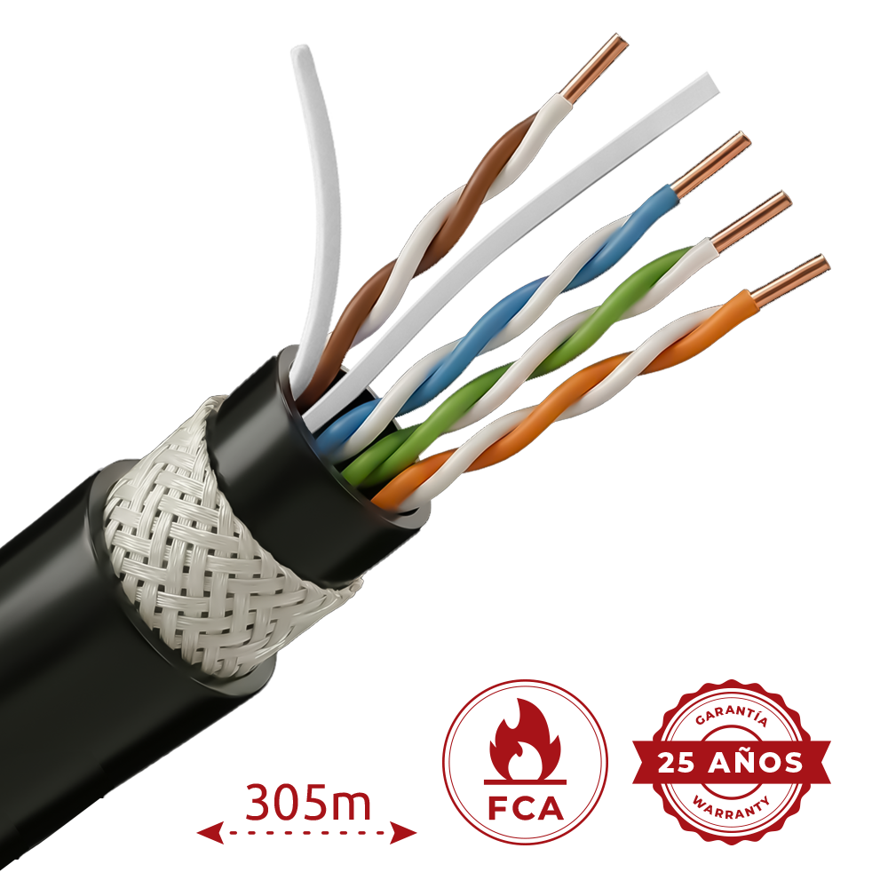 SAFIRE UTP6-305-BC-LSZH-G-OUTDOOR - Cable de datos U/UTP Categoría 6 de 4 pares - Conductor de cobre sólido puro Bare Copper - Protección anti-roedores mediante fibra de vidrio - Doble cubierta de PE interior y LSZH exterior - Cubierta exterior libre de h - imagen 2