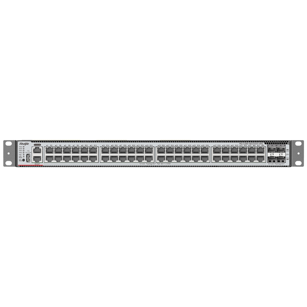 RUIJIE ENTERPRISE RG-CS85-48GT4XS-HPD - Ruijie Cloud Managed Layer 3 PoE+ Switch - 52 Puertos Totales (48 PoE+ / 4 Uplinks 10G SFP+) - Enlaces de fibra de 10 Gbps de ultra velocidad - Potencia PoE+ estable de 30W / Total 1440W - Suministro continuo PoE en - imagen 2