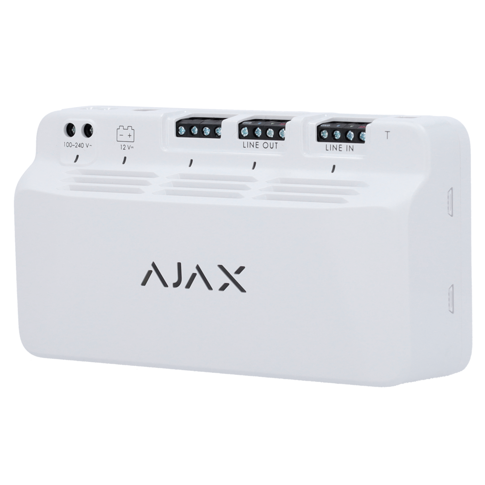 AJAX FIBRA-LINESUPPLY-45W-W - Módulo para alimentación adicional del bus Fibra - Potencia de salida de 45 W - Certificado grado 3 - Amplia el alcance hasta 2.000 metros más - Hasta 10 módulos por bus - Alimentación principal a 230 VAC - imagen 2