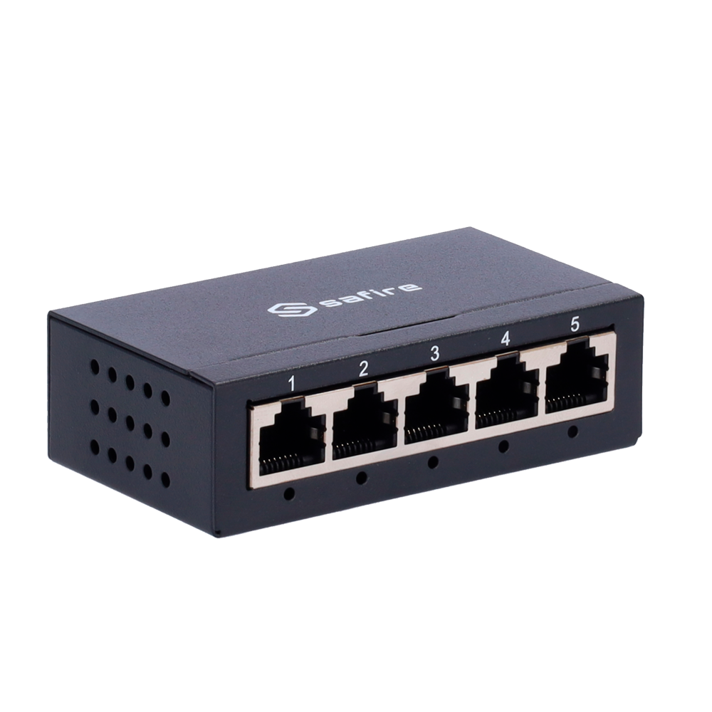 SAFIRE SF-SW05-G-M - Switch de sobremesa - 5 puertos Gigabit - Velocidad 10/100/1000 Mbps - Plug &amp; Play - Tecnología de ahorro de energía - Carcasa de metal - imagen 2
