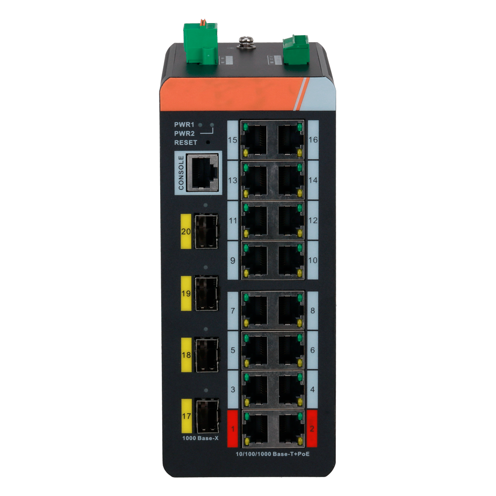 X-SECURITY XS-SWI2016HIPOE-MGF-240-DIN - X-Security Industrial L2 Managed Switch - 20 Puertos Totales (16 PoE GE / 4 Uplinks 1G SFP) - Suministro de ultra potencia PoE++ de hasta 90W - Alta disponibilidad con soporte de anillo ERPS - Tolerancia térmica ex - imagen 2