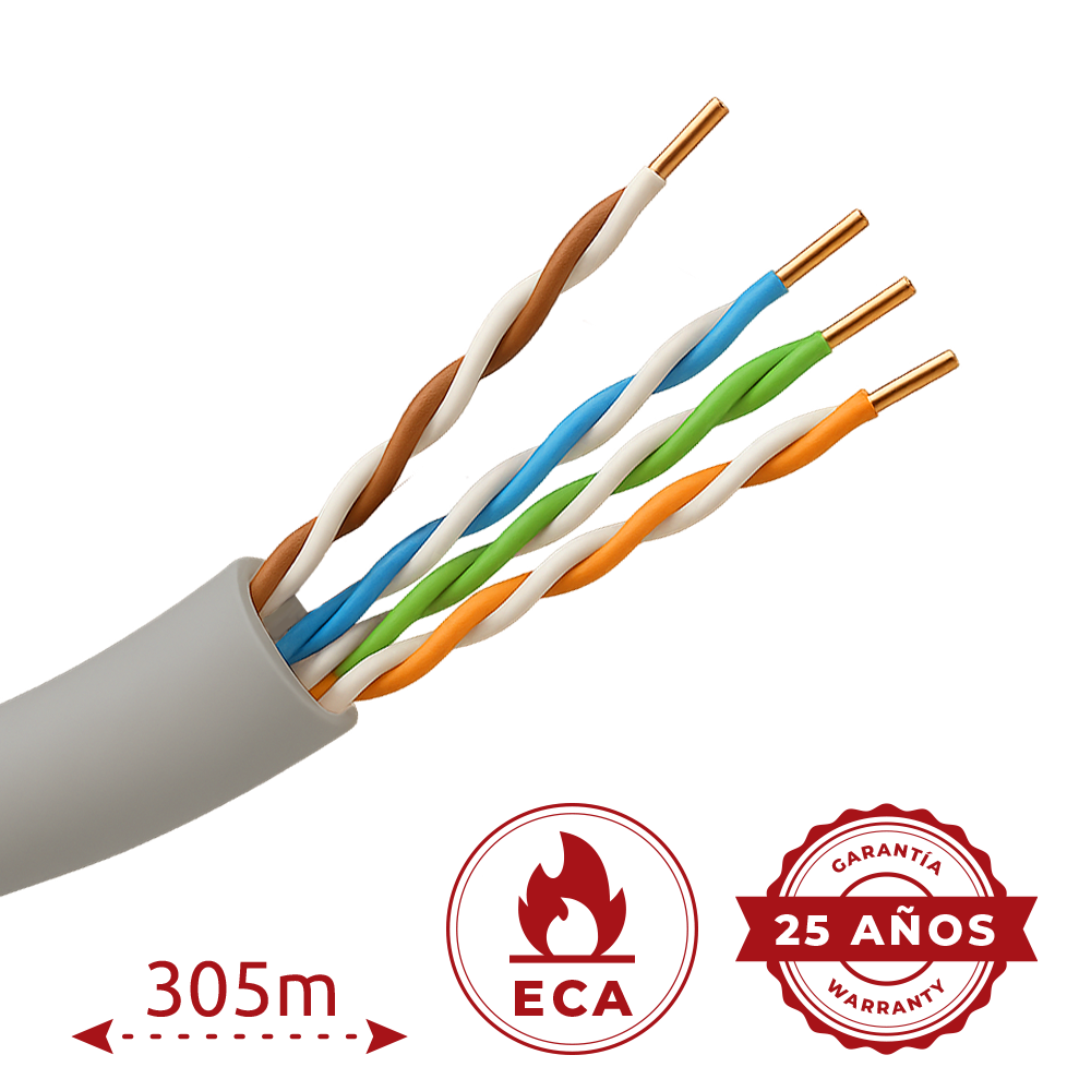 SAFIRE UTP5E-305-PVC-Eca - Cable UTP Safire - Categoría 5E - Rollo de 305 metros | Diámetro 5 mm - Conductor CCA - Cubierta color gris - Certificado ISO/IEC11801, TIA-568-C.2, YD/T1019 - imagen 2