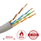 SAFIRE UTP5E-305-PVC-Eca - Cable UTP Safire - Categoría 5E - Rollo de 305 metros | Diámetro 5 mm - Conductor CCA - Cubierta color gris - Certificado ISO/IEC11801, TIA-568-C.2, YD/T1019 - imagen 2