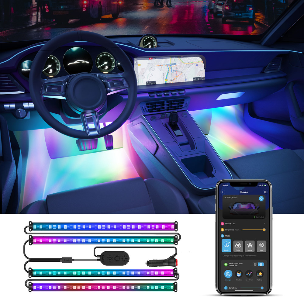 GOVEE GV-CAR-H7090-RGBIC - Luces Led para interior de coche - Wi-Fi 2.4 GHz + Bluetooth - Color segmentado - Intensidad 260 lúmenes - Homekit / Alexa / Google Home - Para interior - imagen 2