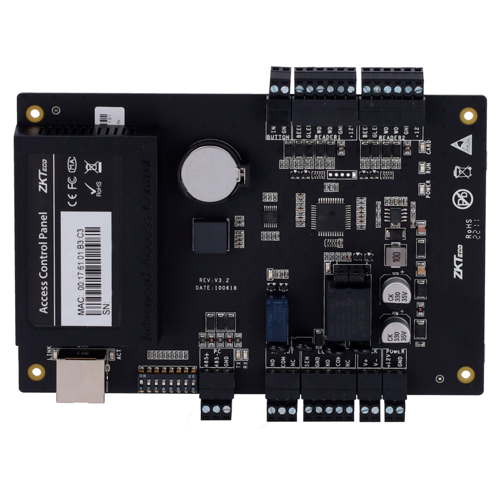 ZKTECO ZK-C3-100PRO - Controladora de acceso - Tarjeta, QR o PIN - Comunicación TCP/IP - 2 lectores por Wiegand - Salida de relé para 1 puerta - Software Accesos: ZKBioCV - imagen 2