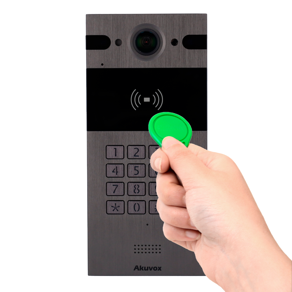 AKUVOX AK-R25K - Videoportero IP en superficie - Cámara 4 Mpx gran angular | Audio bidireccional - Apertura con tarjeta EM/MF, NFC y PIN | 2 relés - Códigos temporales | PoE, SIP estándar - Mantenimiento Cloud - Conexión de monitor y placas a través de Cl - imagen 2