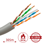 SAFIRE UTP6-305-BC-PVC-Eca - Cable UTP Safire PVC - Categoría 6 - Cumple con 90m Fluke test - Conductor OFC, pureza 99.9% cobre - Rollo de 305 metros - Diámetro 5.5 mm - imagen 2