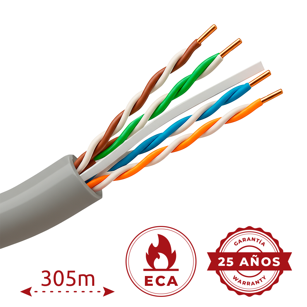 SAFIRE UTP6-305-BC-PVC-Eca - Cable UTP Safire PVC - Categoría 6 - Cumple con 90m Fluke test - Conductor OFC, pureza 99.9% cobre - Rollo de 305 metros - Diámetro 5.5 mm - imagen 2