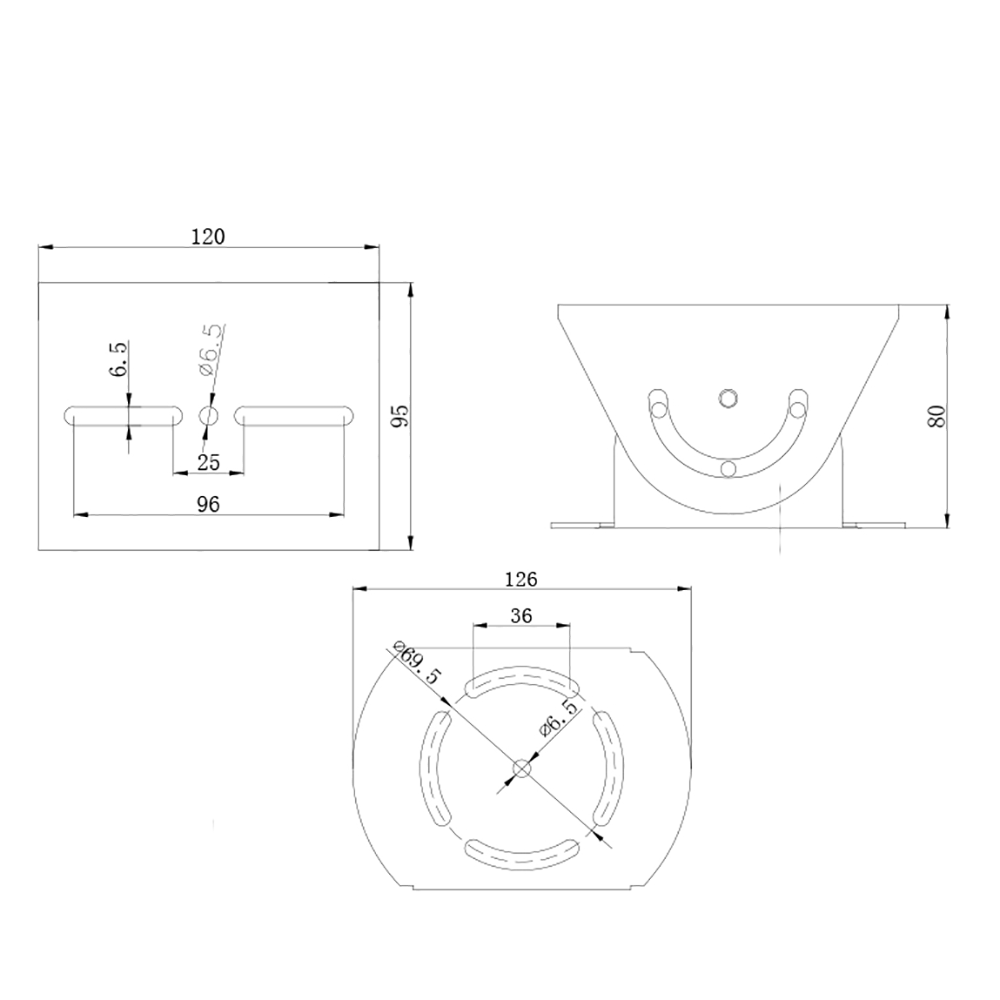MARCA BLANCA SP6001 - Articulación Cardan universal - Giro vertical 85º - Dimensiones de la base: 80 (Al) x 126 (Ø) mm - Aluminio - Color blanco - imagen 2