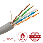 UNIVIEW UV-UTP6-300-BC24AWG-DCA-B-W - Uniview cable UTP categoría 6 - Conductor OFC,100% cobre - Diámetro 24 AWG-0,50mm - Certificado Dca-s2,d2,a2 - Cubierta exterior LSZH / Color blanco-gris - Se suministra en caja de cartón de 305m - imagen 2