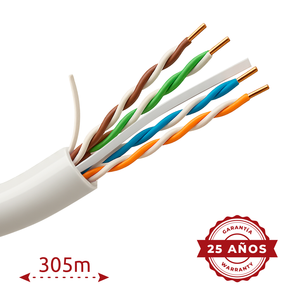 UNIVIEW UV-UTP6A-300-BC23AWG-DCA-R-W - Uniview cable UTP Categoría 6A - Conductor OFC,100% cobre - Diámetro 23 AWG-0,55mm - Certificado CPR: Dca-s2,d2,a2 - Cubierta exterior LSZH / Color blanco-gris - Se suministra en bobina de madera de 305m - imagen 2