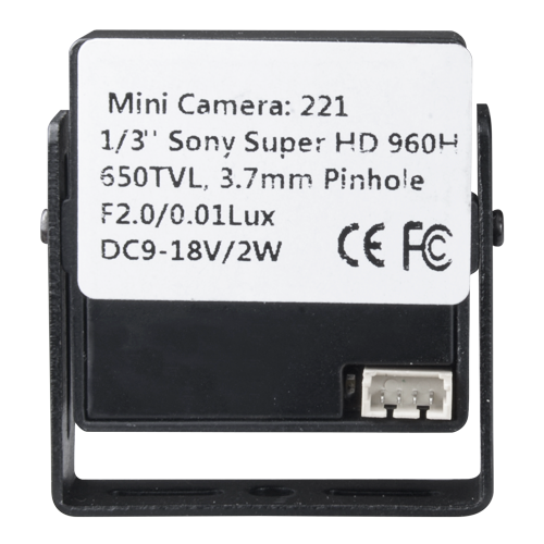 MARCA BLANCA MC221J - Minicámara cableada - 1/3" Sony© Super HAD CCD II - Resolución 600 líneas - Soporte incorporado - 0.3 Lux / F2.0 - Lente 3.7 mm Pinhole - imagen 2
