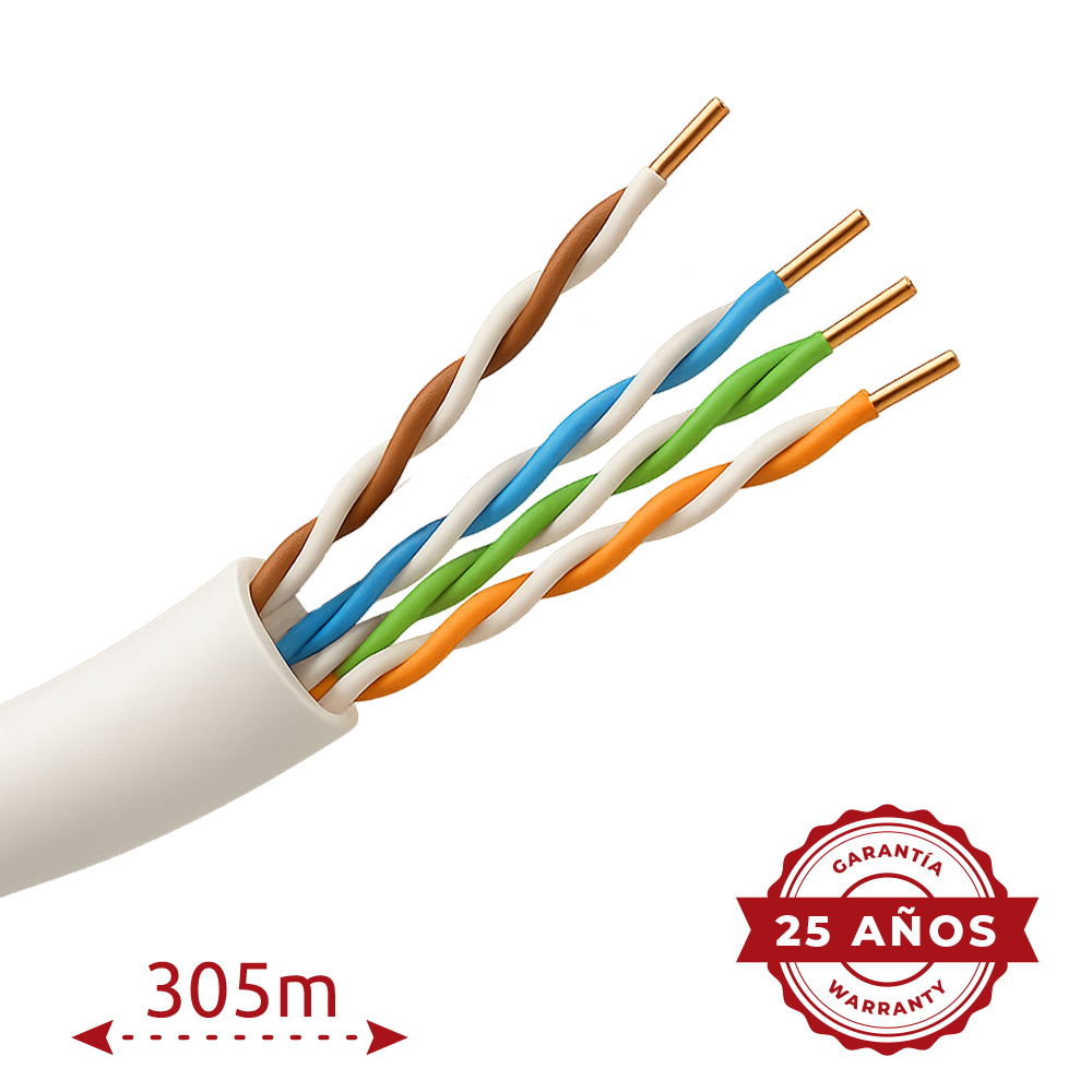 SAFIRE UTP5E-305-BC-OUTDOOR-BW - Cable UTP rígido de exterior - Categoría 5e - Cumple con 90m Fluke test - Conductor OFC, pureza 99.9% cobre - Rollo de 305 metros - Diámetro 4.5 mm - imagen 2
