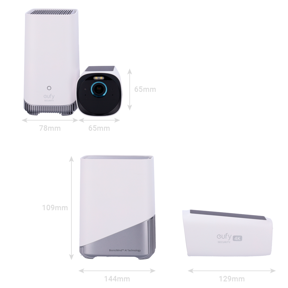 EUFY-CAM3-S330 - Kit 2 Cámaras 4K solar + 1 HomeBase 3 - Detección Humanos, mascotas y vehículos - HomeBase WiFi con sirena - Almacenamiento integrado 16 GB - Autonomía illimitada - Apta para exterior IP65 - imagen 2