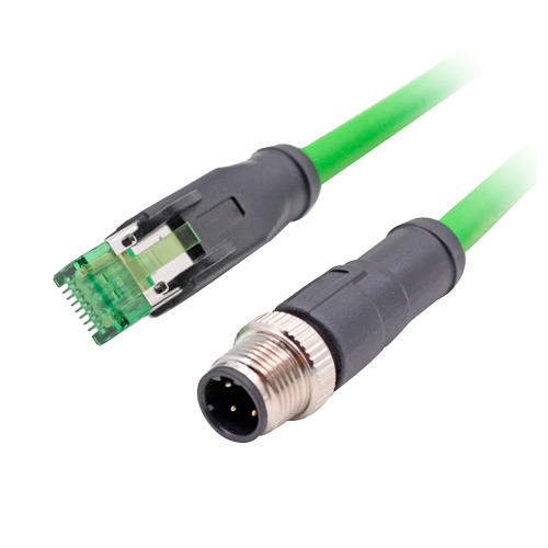 SAFIRE CON-M12-RJ45 - Conector adaptador M12 macho a RJ45 macho - Ethernet - Especial para aviación - Longitud 0.1 m - imagen 2
