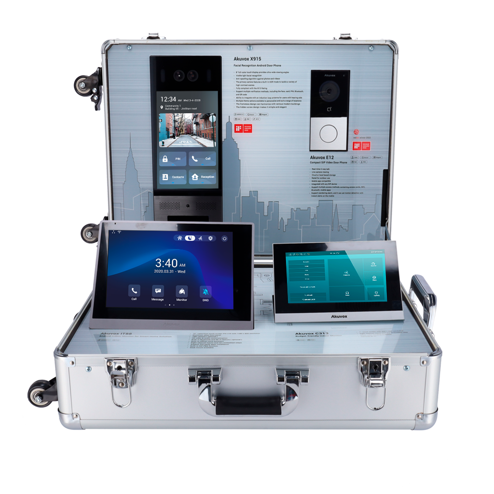 AKUVOX AK-DEMOKIT - Maletín de exposición - Videoporteros Akuvox - Router WiFi y switch PoE - Licencia grauita Akuvox Cloud Services - Plug &amp; Play - Maletín: 540 (Al) x 386 (An) x 178 (Fo) mm - imagen 2