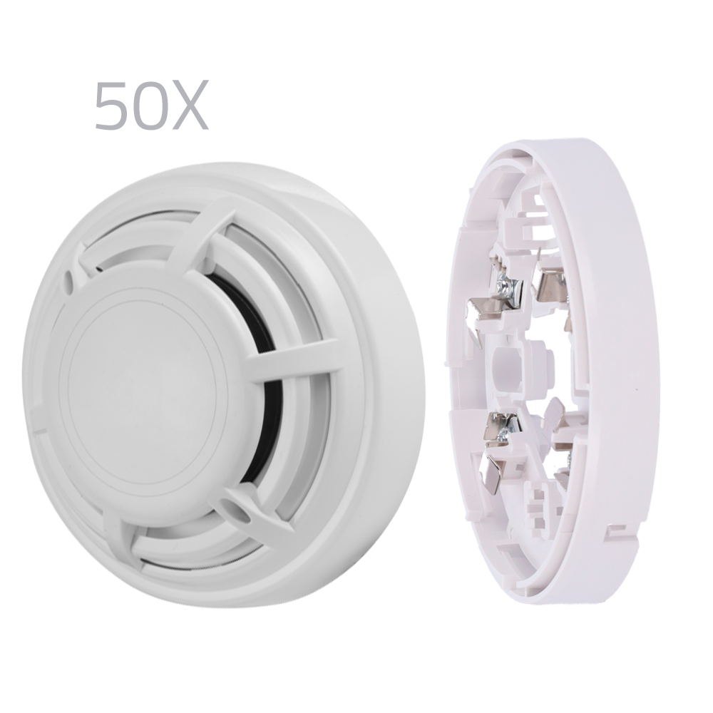 DMTECH 50XKIT-DMT-HEAT - Kit 50 detectores térmicos y bases DMTech - Detector convencional termovelocimétrico - Certificado EN54 part 5 - Doble LED de alarma para su visualización desde cualquier lugar - Fabricado en material ABS con resistencia al calor - imagen 2