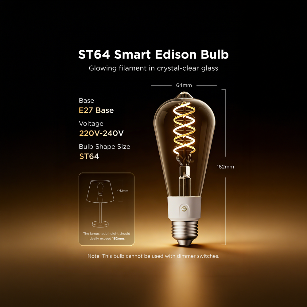 GOVEE GV-BULB-R14C0-EDISON-E27-ST64 - Bombilla inteligente Edison ST64 E27 Govee - Wi-Fi 2.4 GHz + Bluetooth - Color segmentado + Blanco cálido/frío - Intensidad 500 lúmenes / 6500 K - Matter / Homekit / Alexa / Google Home - Para interior - imagen 2