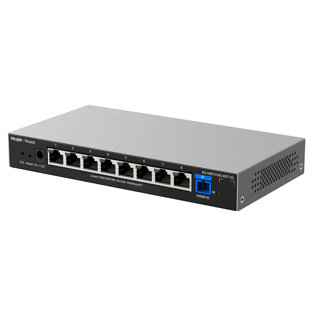 REYEE RG-NBF2100S-8GT1SC - Reyee E-Lighten Switch Cloud Capa 2 - 8 puertos RJ45 Gigabit - 1 Puerto óptico SC 1G (PON) - Velocidad 10/100/1000 Mbps - VLAN/Port Isolation/Loop Prevention - DHCP Snooping/Port Mirroring - imagen 2