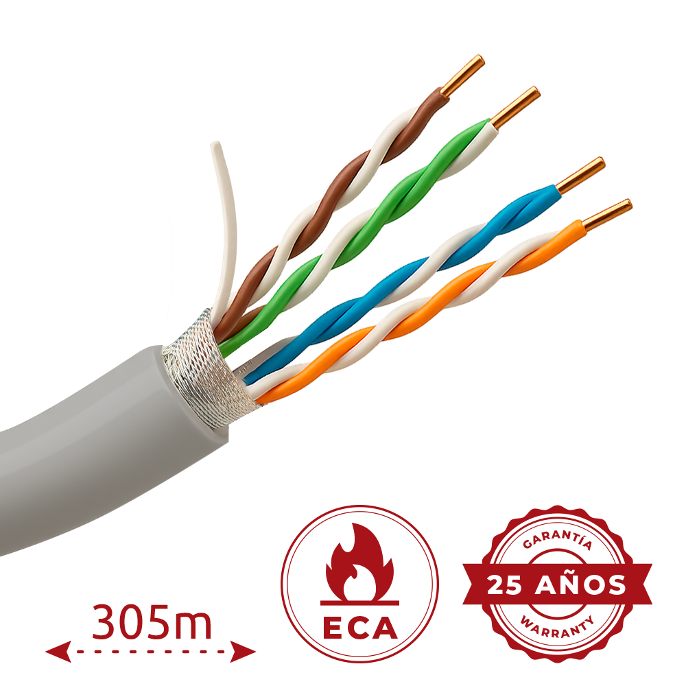 SAFIRE F-UTP5E-305-PVC-Eca - Cable FTP Safire - Categoría 5E - Rollo de 305 metros | Diámetro 5 mm - Conductor CCA - Diámetro 5.5 mm - Certificado ISO/IEC11801, TIA-568-C.2, YD/T1019 - imagen 2