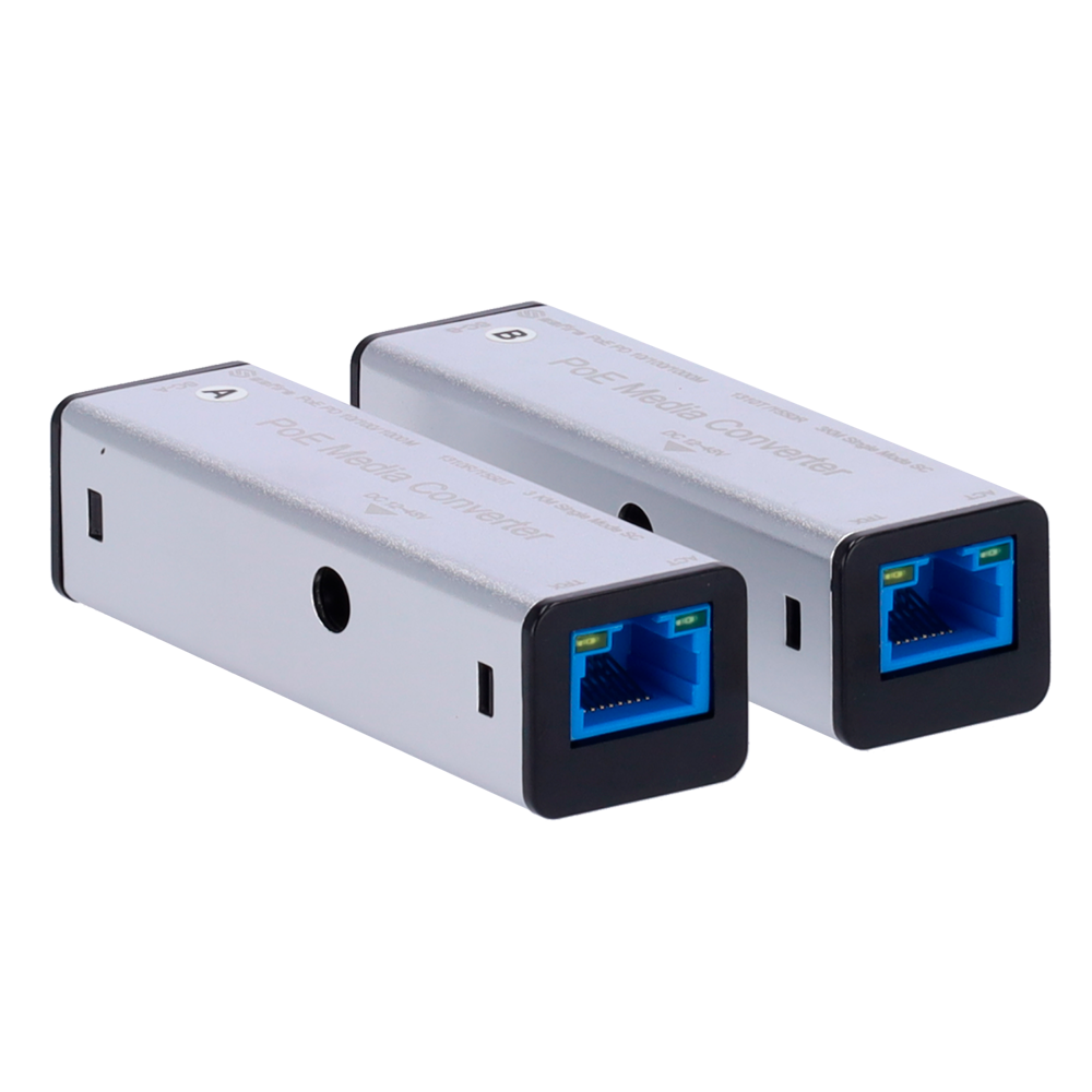 SAFIRE SF-MC-1GF-GE-3SM-SC - Kit de dos conversores industriales (Lado A/B) - Interfaz de cobre 10/100/1000 Mbps auto - Enlace óptico por una sola fibra hasta 3 km - Tecnología WDM con frecuencias cruzadas A/B - Alimentación dual flexible por Jack CC o Po - imagen 2