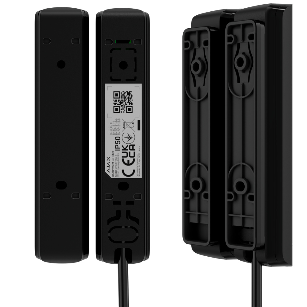AJAX FIBRA-DOORPROTECT-G3-B - Contacto magnético puerta/ventana - Grado 3 - Detector impacto e inclinación - Protocolo Fibra / Tornillo de fijación inferior - Soporte adaptado para fácil instalación - Antienmascaramiento magnético - 2 relés reed: instalac - imagen 2