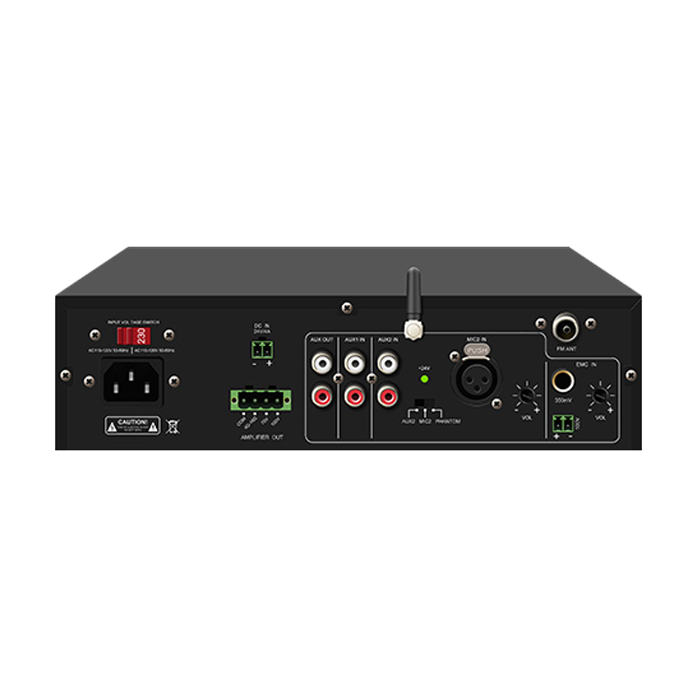 DSPPA-MP250UB - Amplificador mezclador DSPPA - Línea 70V/100V y baja impedancia - 1 x 250W - 2 Mic 2 Phantom | 2 Aux | EMC Emergencia - Reproductor USB / Radio FM / Bluetooth - Mando a distancia - imagen 2