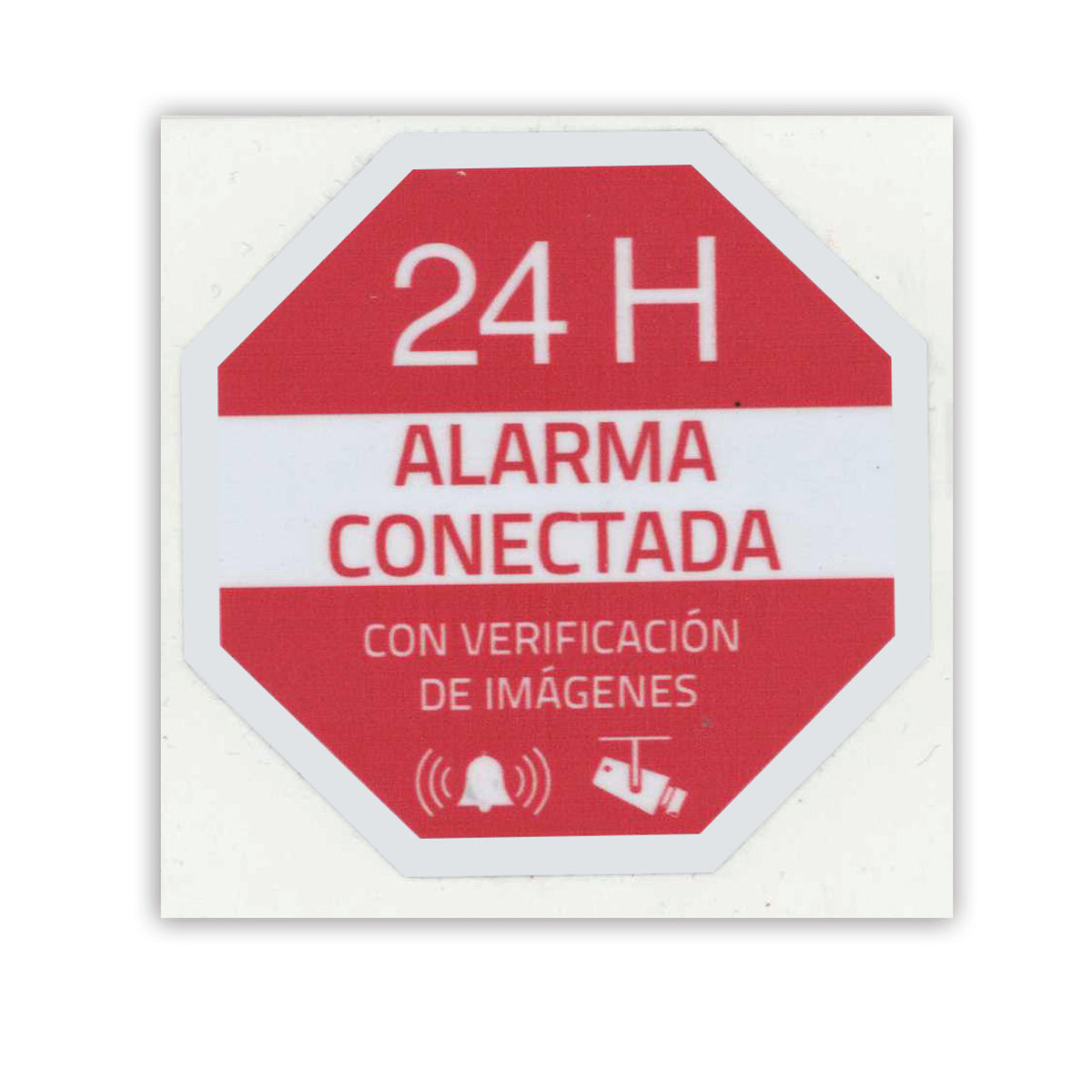 MARCA BLANCA AC-PEGATINA-ES - Pegatina de plástico - Serigrafía Alarma conectada - Vinilo impreso laminado - 65 (Al) x 65 (An) mm - Uso interior/exterior - Adhesivo por el reverso - imagen 2