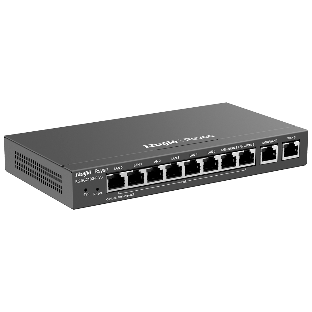 REYEE RG-EG210G-P-V3 - Reyee Router PoE Controlador Cloud - 8 Puertos PoE+ RJ45 GE + 2 Puertos RJ45 GE - 10 Puertos RJ45 10/100 /1000 Mbps - Admite hasta 4 WAN para failover o balanceo - Hasta 600 Mbps de ancho de banda - Servidor VPN IPSec, L2TP, PPTP, O - imagen 2