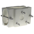 MARCA BLANCA SP804 - Soporte para mástiles/farolas - Rango diámetro 60~110 mm - Fijación en ambas caras - Apto para uso en exterior - Color blanco | 115 (Al) x 170 (An) mm - Pasador de cables - imagen 2