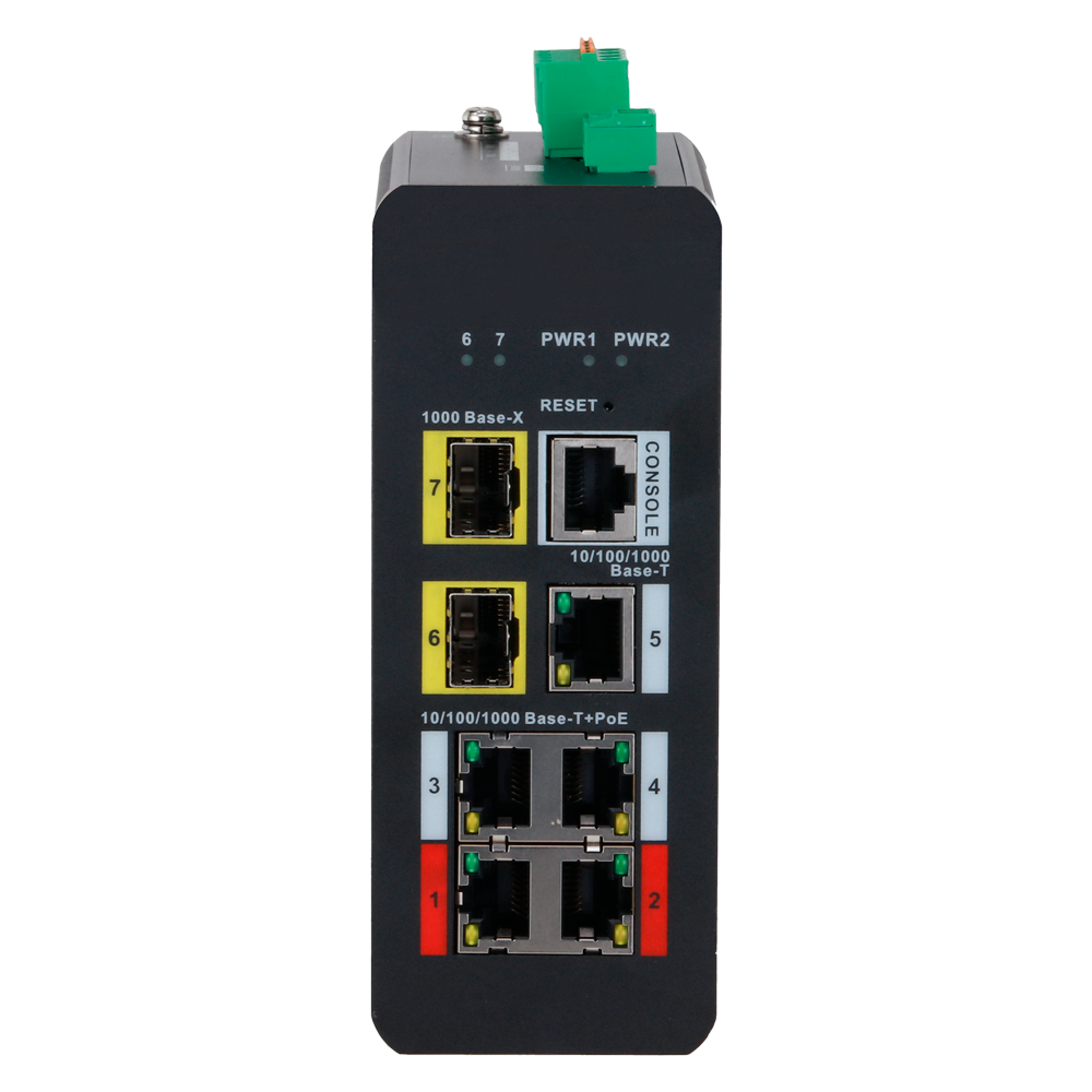 X-SECURITY XS-SWI0704HIPOE-MGF-120-DIN - X-Security Industrial L2 Managed Switch - 7 Puertos Totales (4 PoE GE / 1 GE / 2 SFP) - Suministro de ultra potencia PoE++ de hasta 90W - Alta disponibilidad con soporte de anillo ERPS - Tolerancia térmica extrema - imagen 2
