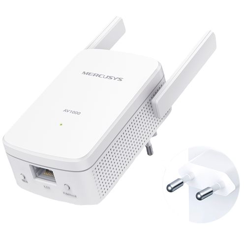 MERCUSYS MP510KIT - Kit PLC con Wi-Fi (MP510+MP500) - HomePlug AV1000Mbps - Transmisión de datos a través de la red eléctrica - Wi-Fi 11n 2.4GHz - Instalación en enchufe de pared - Puerto Ethernet RJ45 10/100/1000Mbps - imagen 2