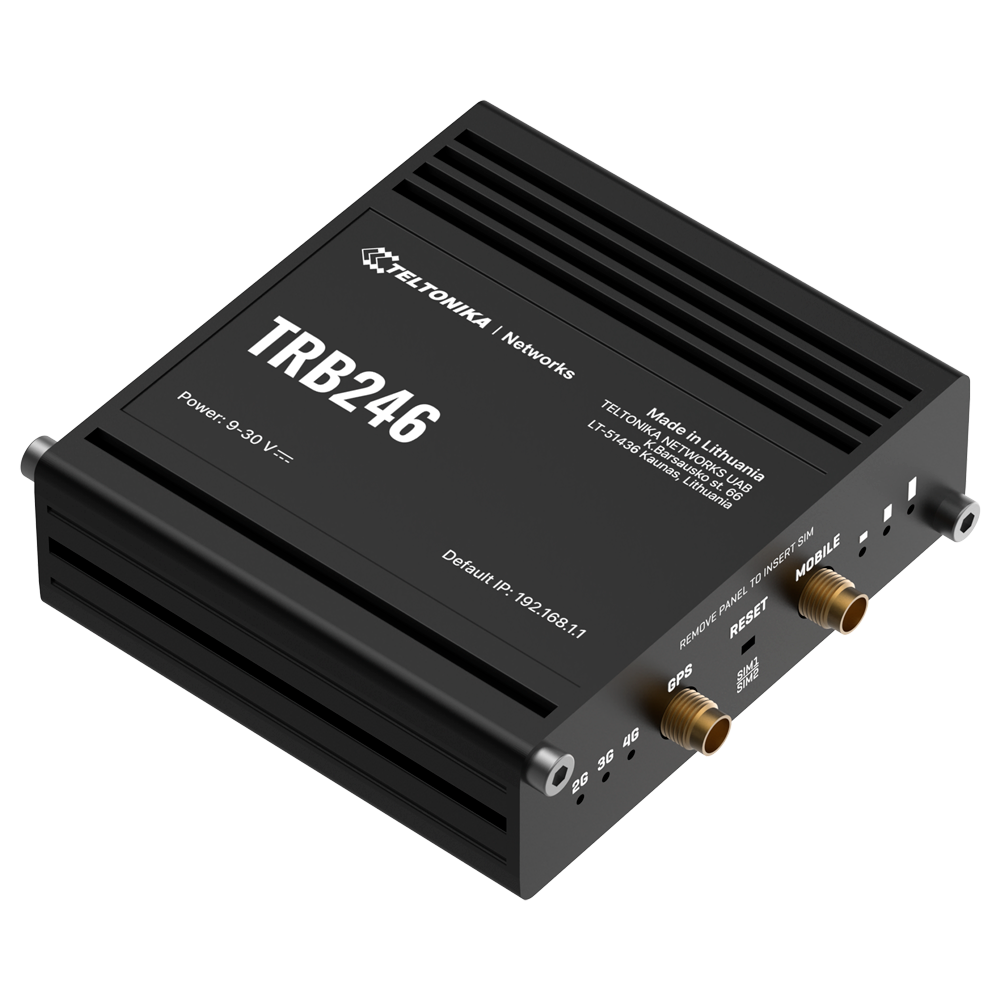 TELTONIKA TK-TRB246 - Teltonika Router Industrial 4G LTE Cat 4 - Resiliencia total con doble ranura SIM - Posicionamiento GNSS: GPS, GLONASS y más - VPN: IPsec, OpenVPN, WireGuard y ZeroTier - Puerto Ethernet 10/100 y RS232/RS485 - Hardware Watchdog y pro - imagen 2